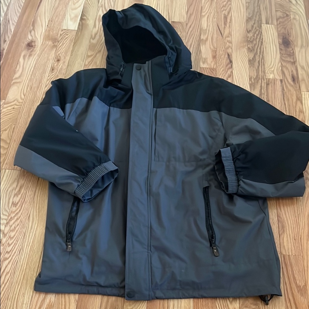 Men's Black and Gray Hooded Jacket